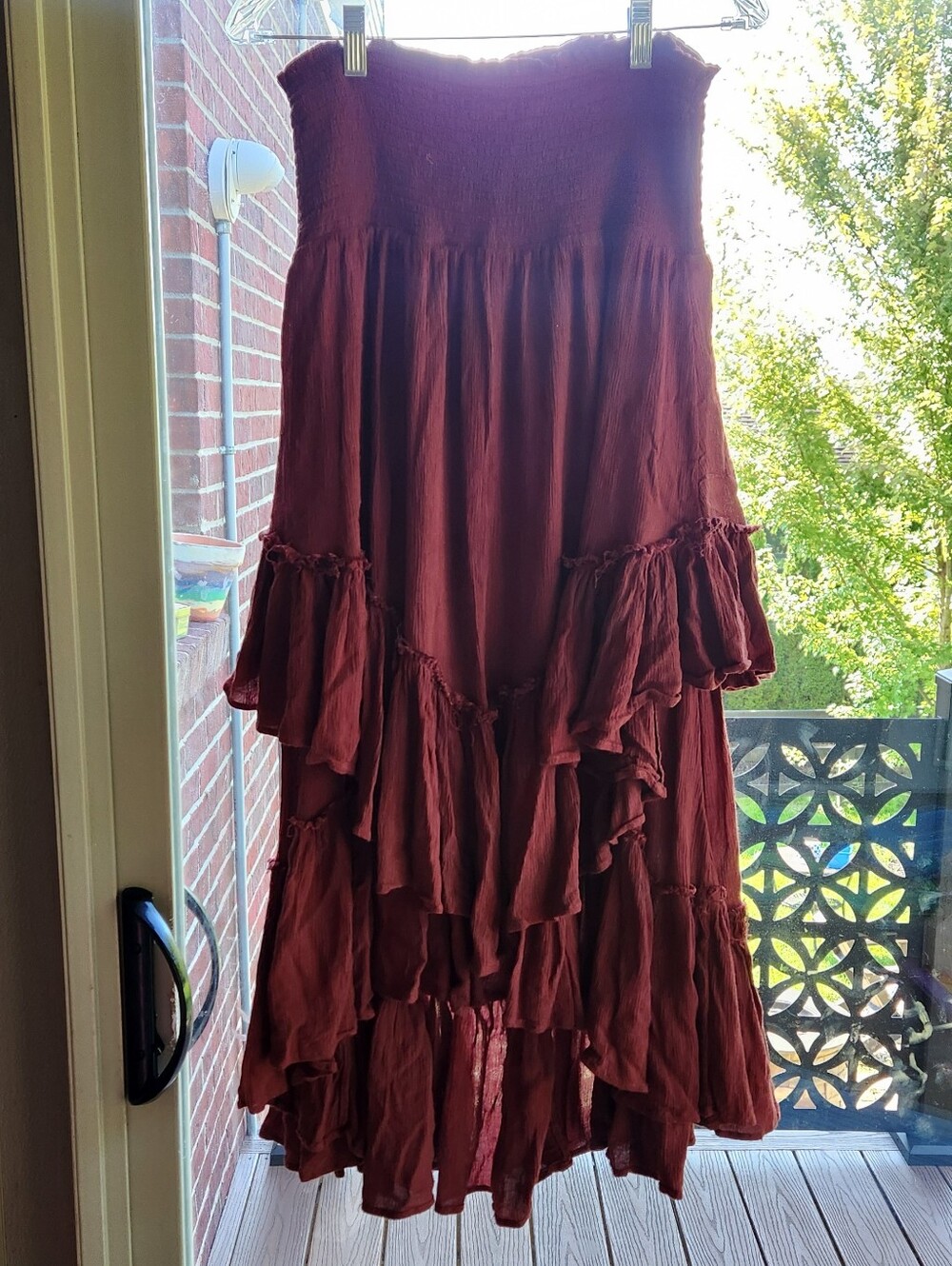 Free People The Convertible Skirt Size M Maxi Skirt Midi Dress Burgundy - Picture 3 of 7